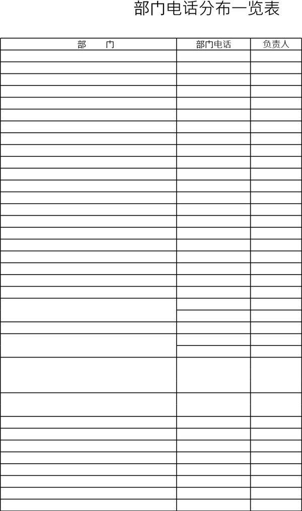 部门电话分布一览表