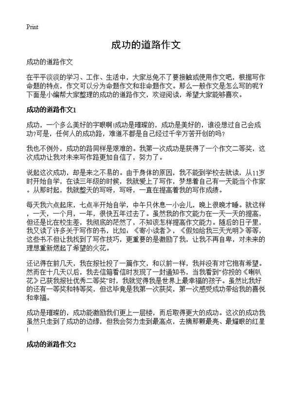 成功的道路作文