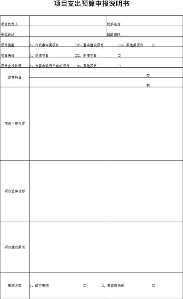 项目支出预算申报说明书