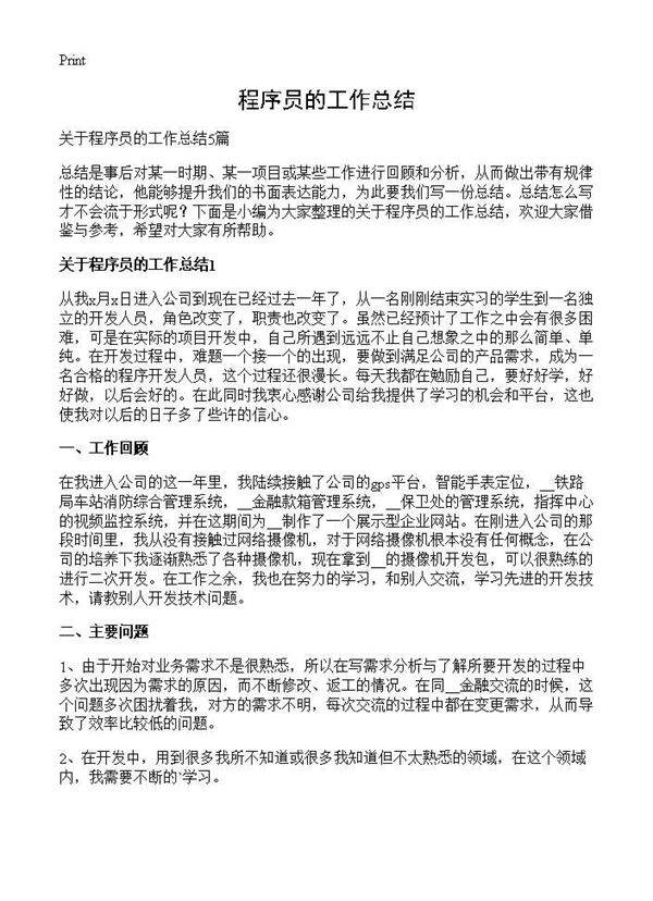 程序员的工作总结