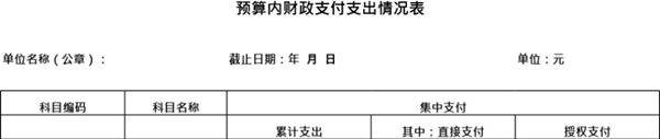 预算内财政支付支出情况表模板