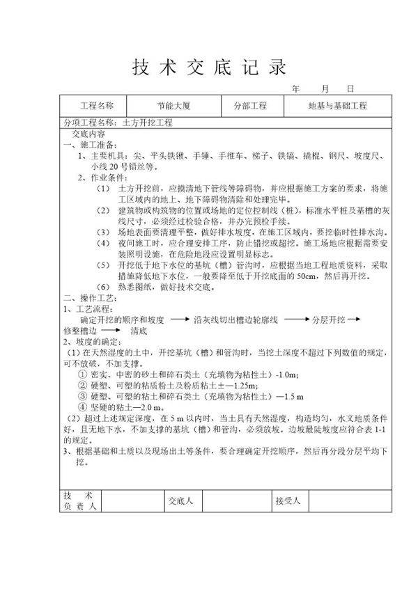 人工挖土施工交底