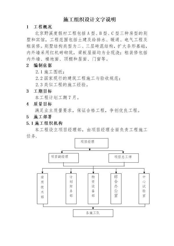 北京野溪度假村施工组织设计