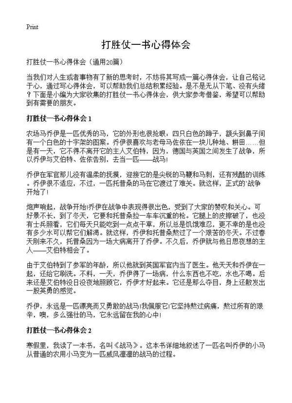 打胜仗一书心得体会20篇