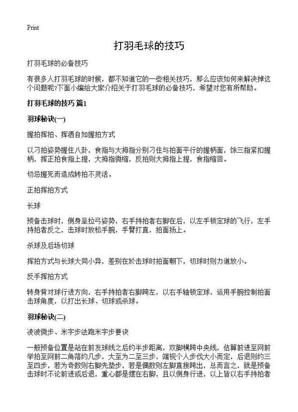 打羽毛球的技巧