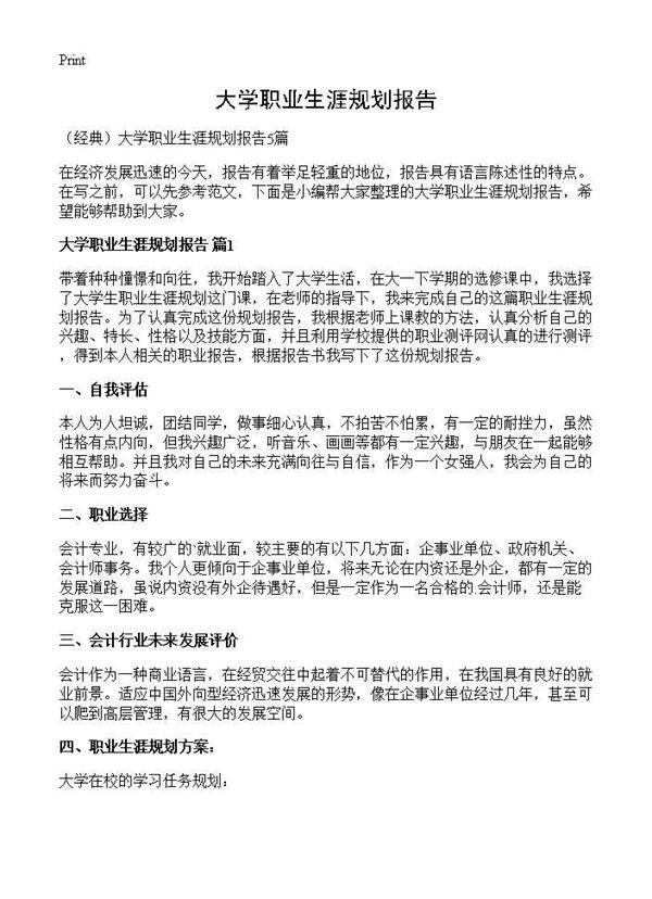 大学职业生涯规划报告