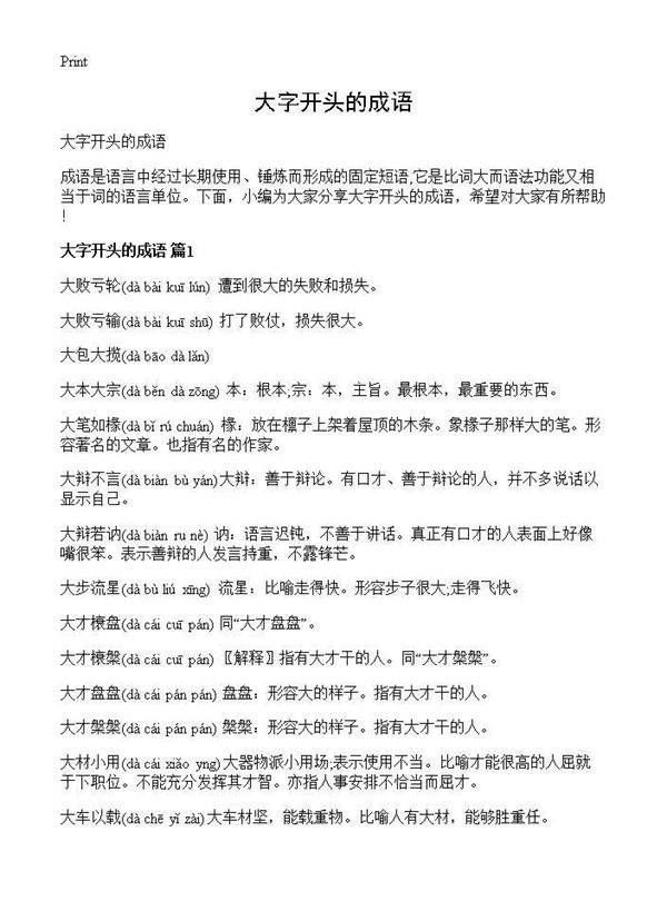 大字开头的成语