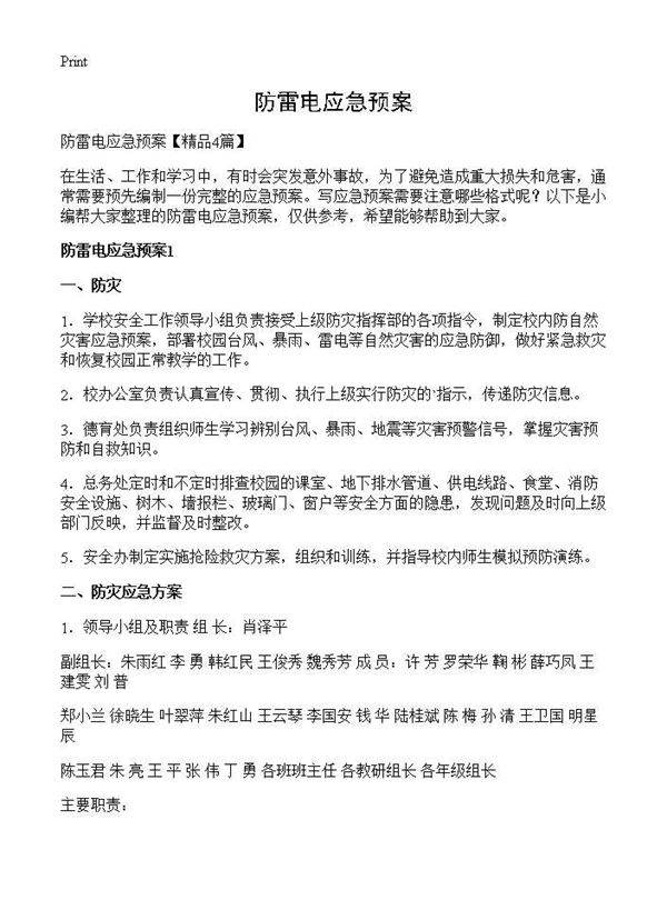 防雷电应急预案