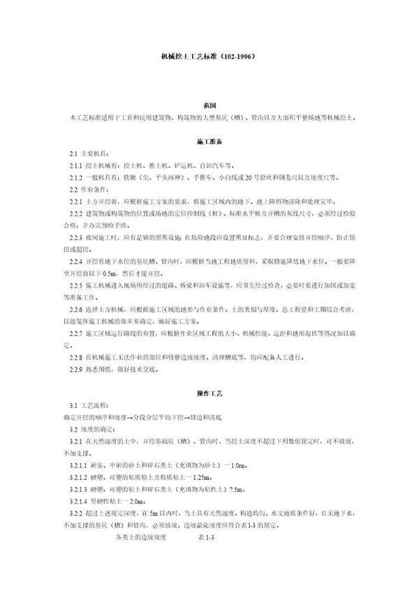 机械挖土工艺标准
