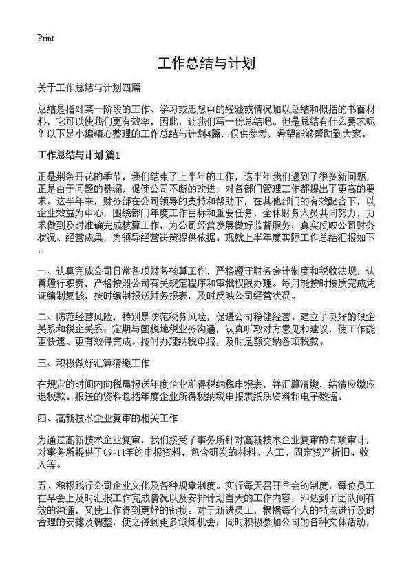 工作总结与计划