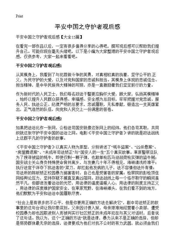 平安中国之守护者观后感