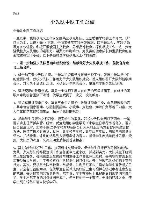 少先队中队工作总结