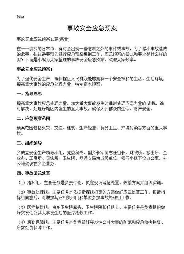 事故安全应急预案