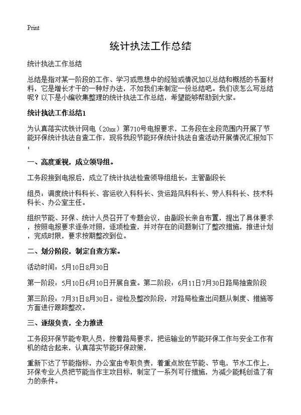 统计执法工作总结