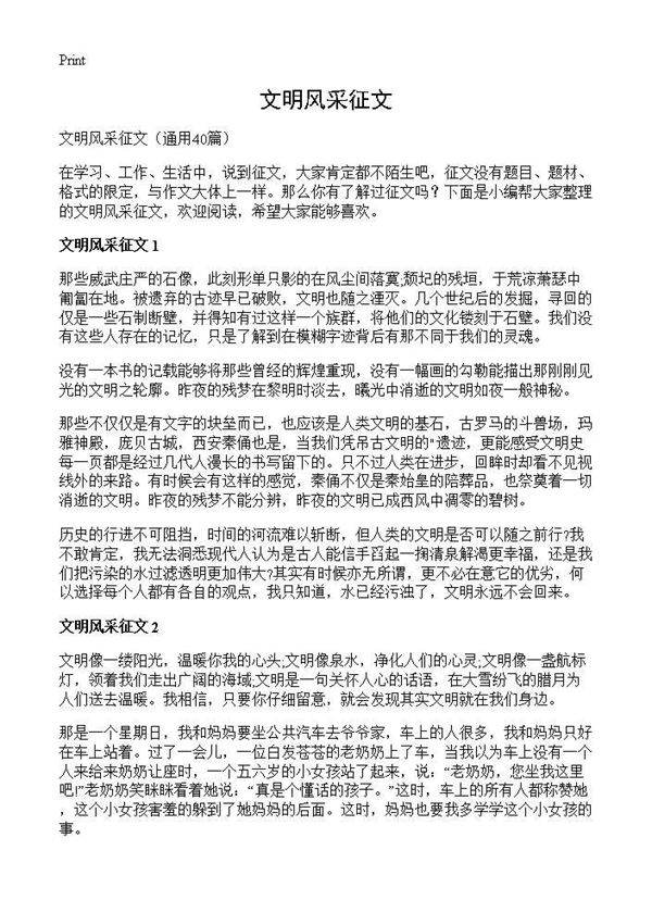 文明风采征文40篇