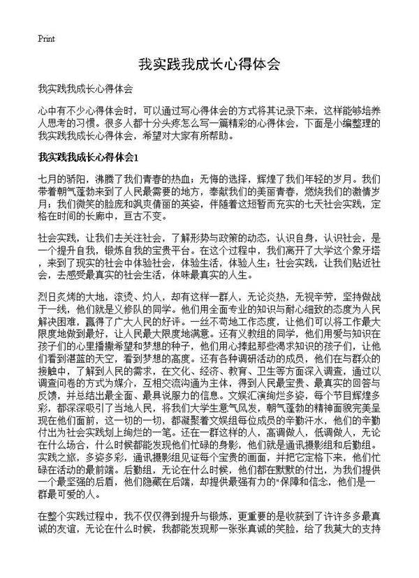 我实践我成长心得体会