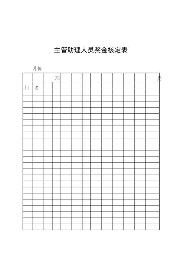 主管助理人员奖金核定表
