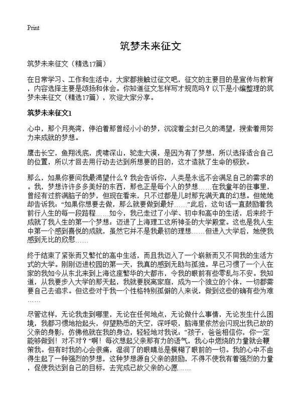 筑梦未来征文17篇