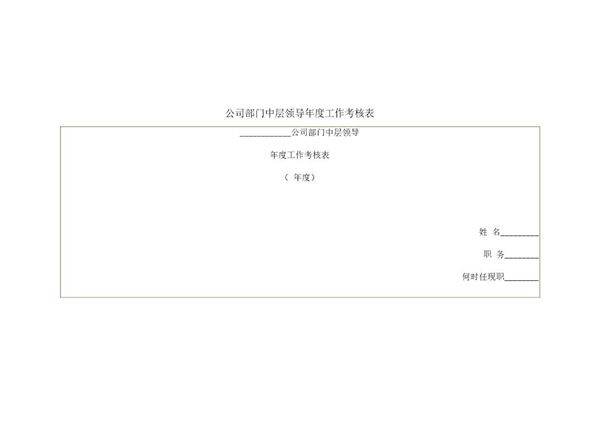 公司部门中层领导年度工作考核表