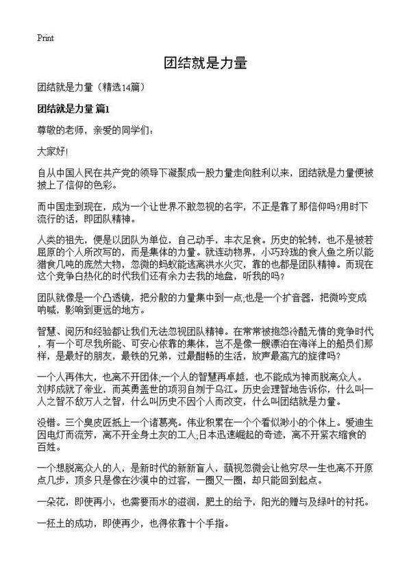 团结就是力量14篇