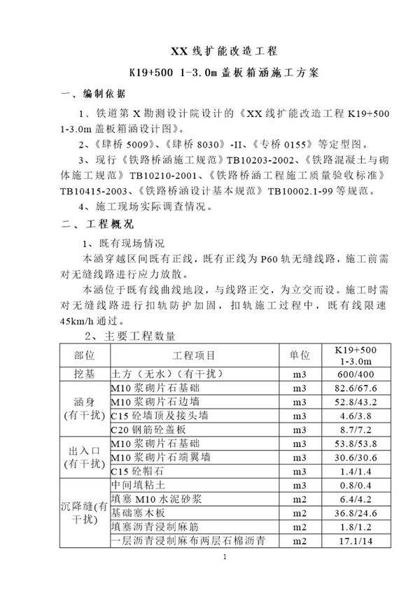 铁路既有线下扣轨架空开挖施工涵洞施工方案