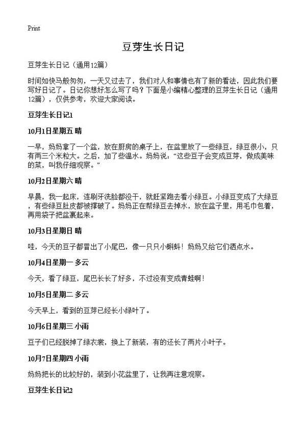 豆芽生长日记12篇