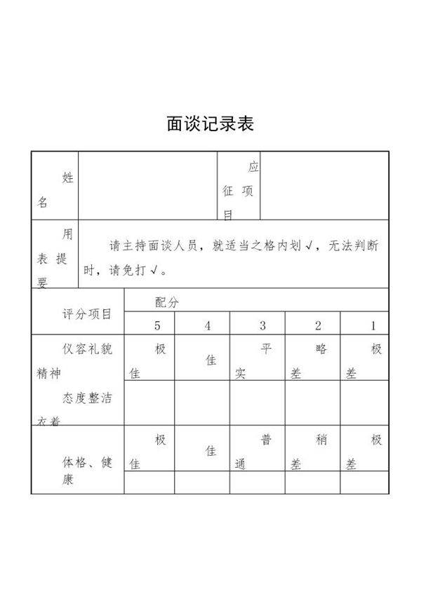 面谈记录表