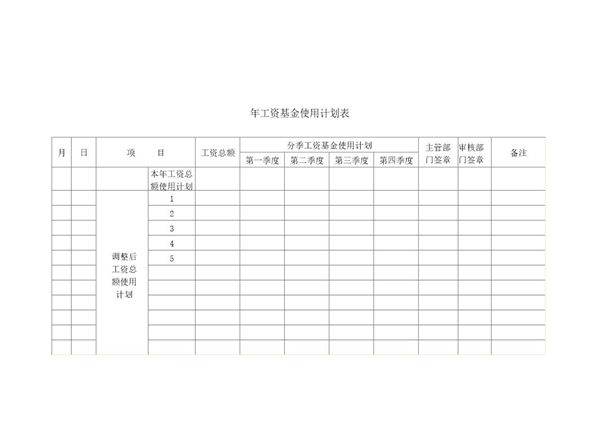 年工资基金使用计划表