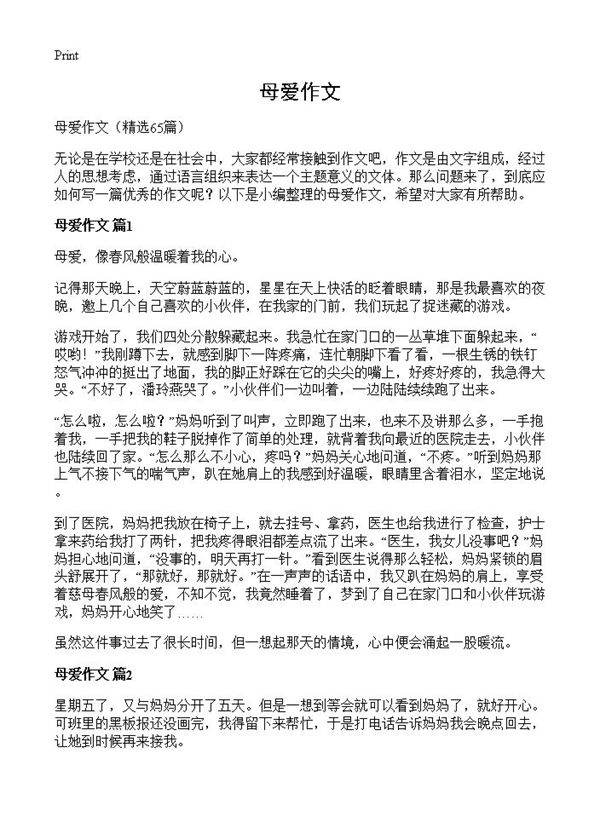 母爱作文65篇