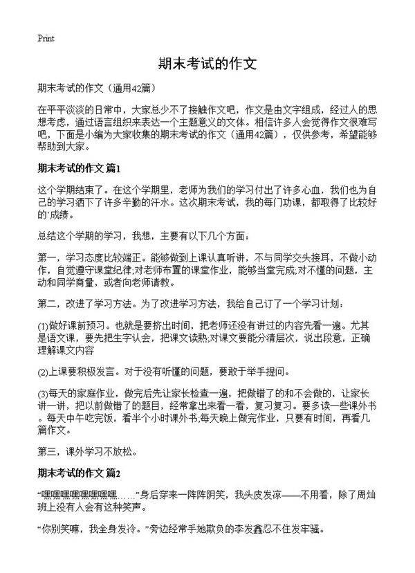 期末考试的作文42篇