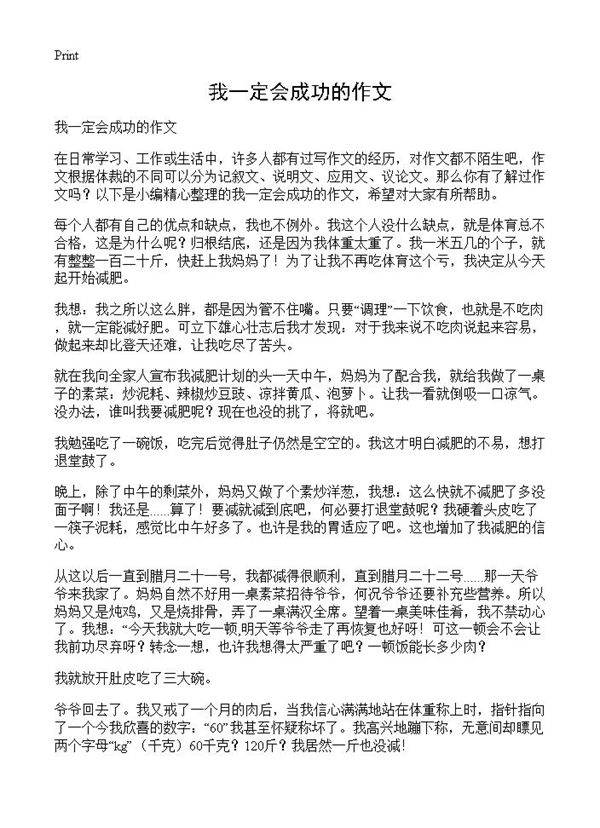 我一定会成功的作文