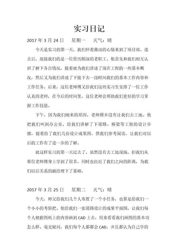 道桥实习日记