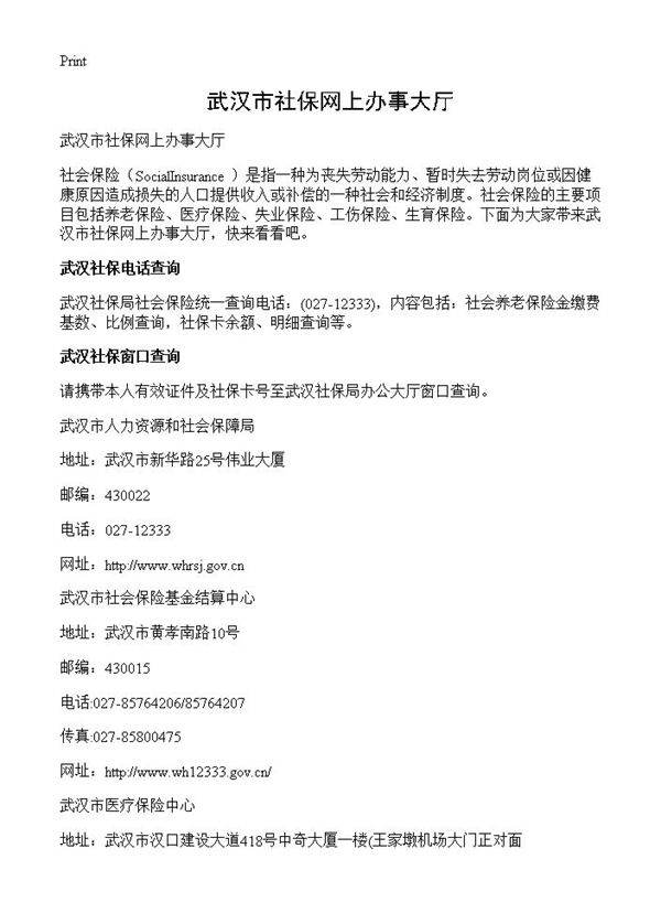武汉市社保网上办事大厅