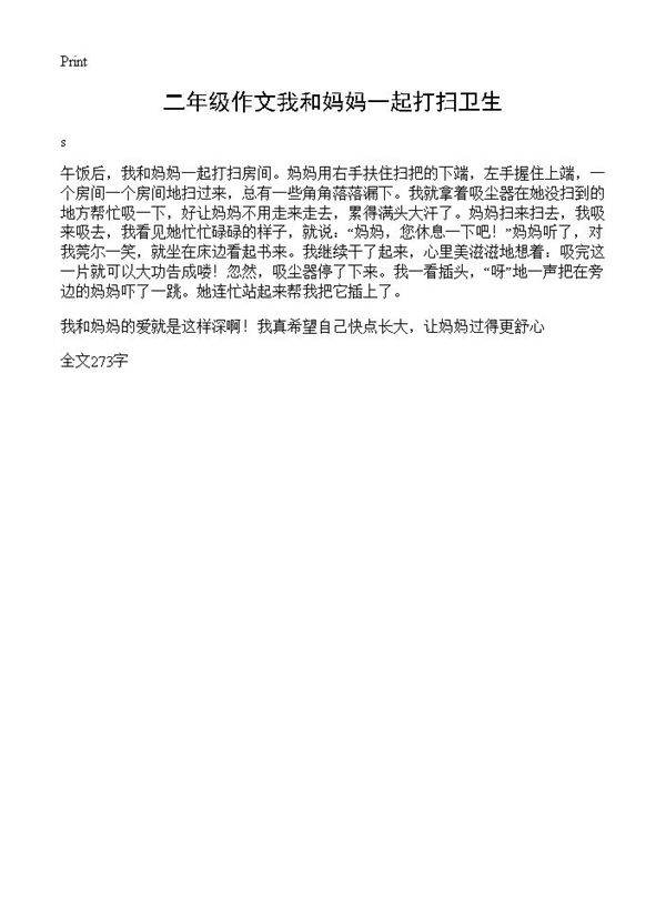 二年级作文我和妈妈一起打扫卫生