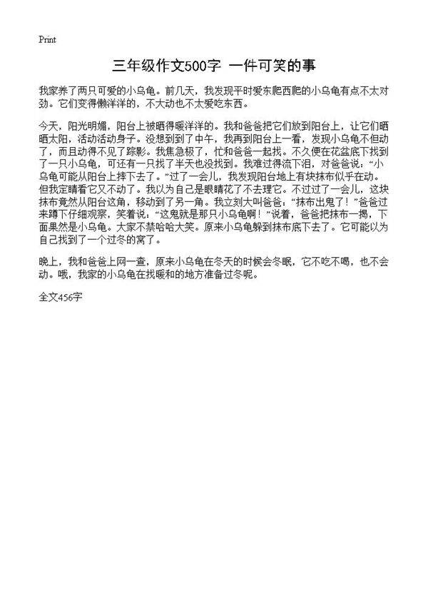 三年级作文500字 一件可笑的事