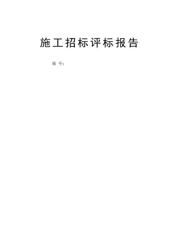 招标评标报告范本