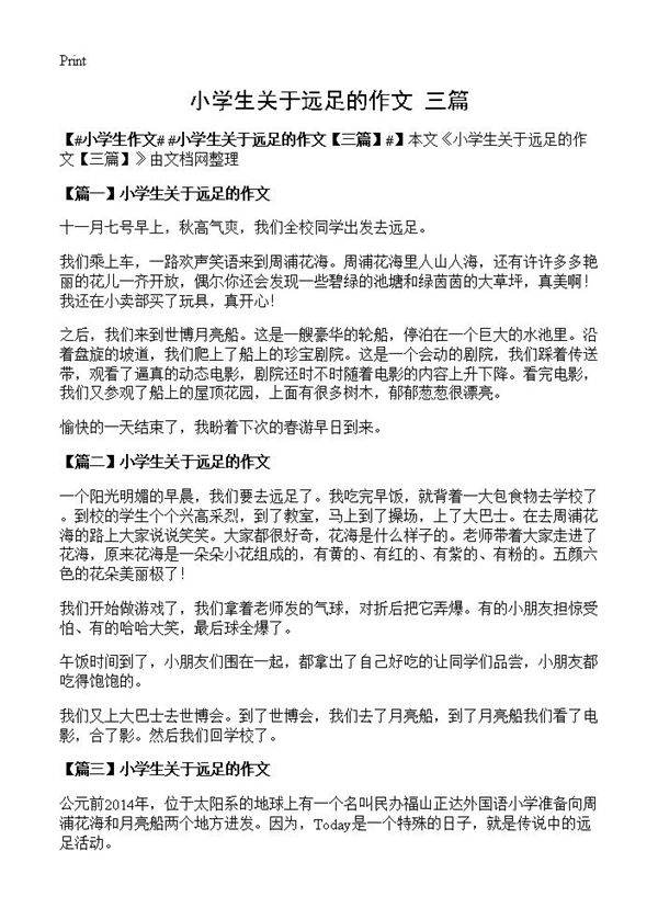 小学生关于远足的作文
