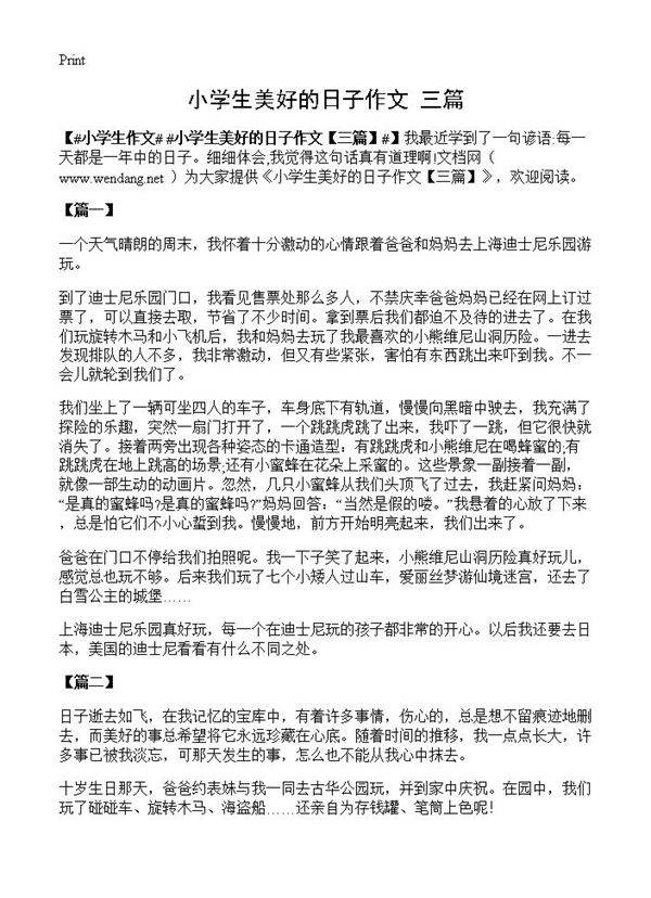 小学生美好的日子作文