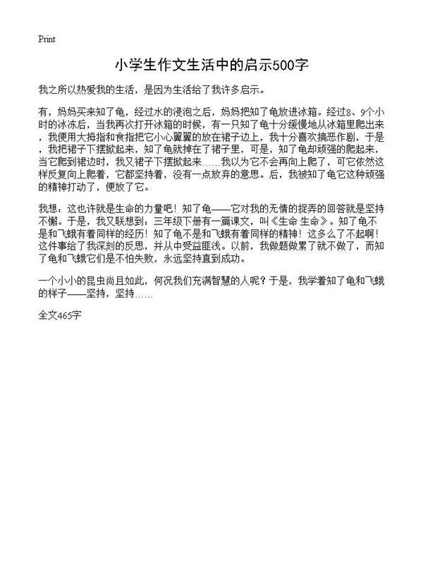 小学生作文生活中的启示500字