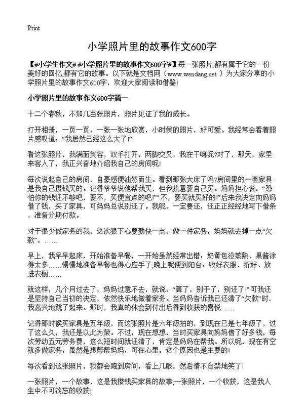 小学照片里的故事作文600字
