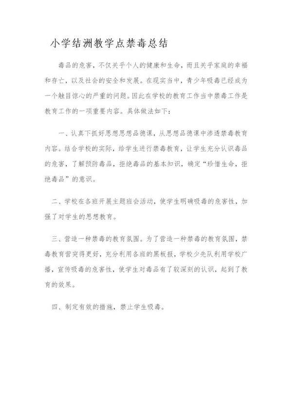 小学教学点禁毒总结