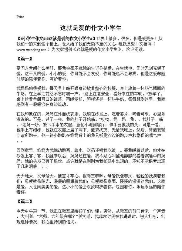 这就是爱的作文小学生