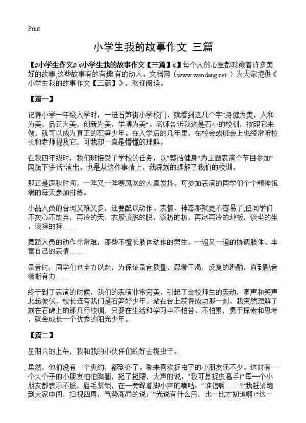 小学生我的故事作文