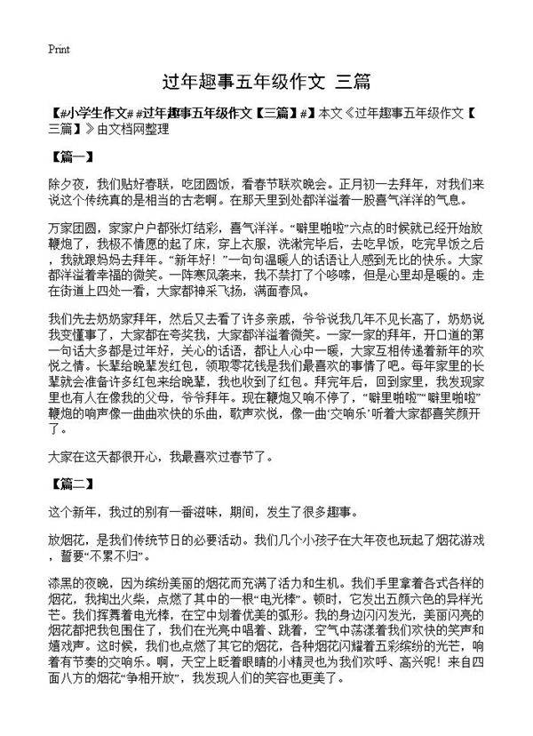 过年趣事五年级作文