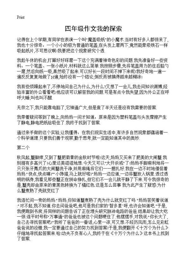 四年级作文我的探索