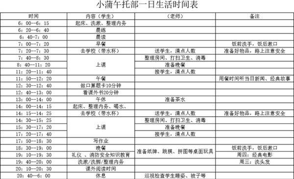 午托部一日流程