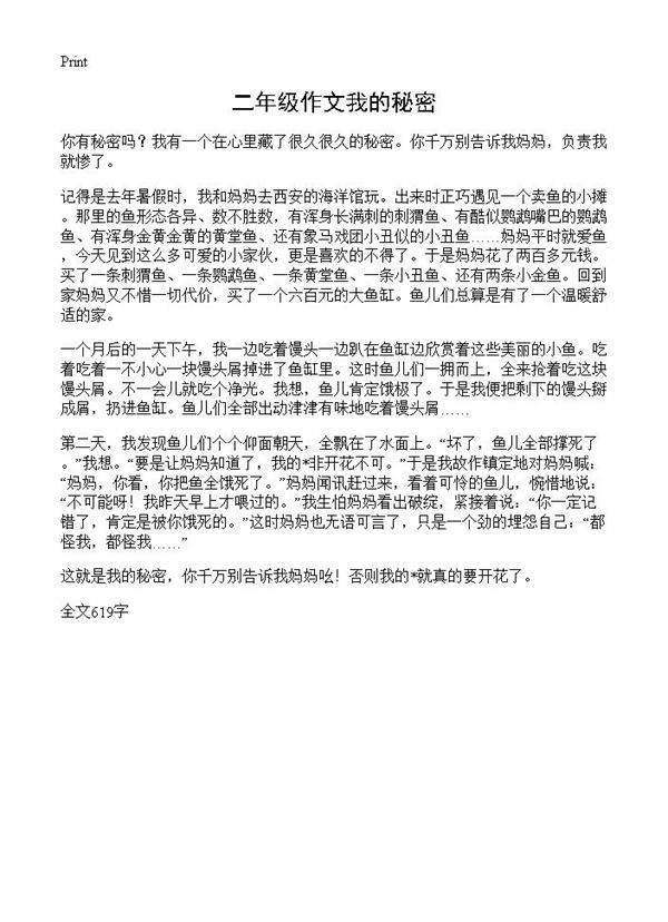 二年级作文我的秘密