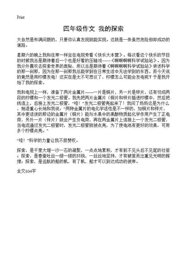 四年级作文 我的探索