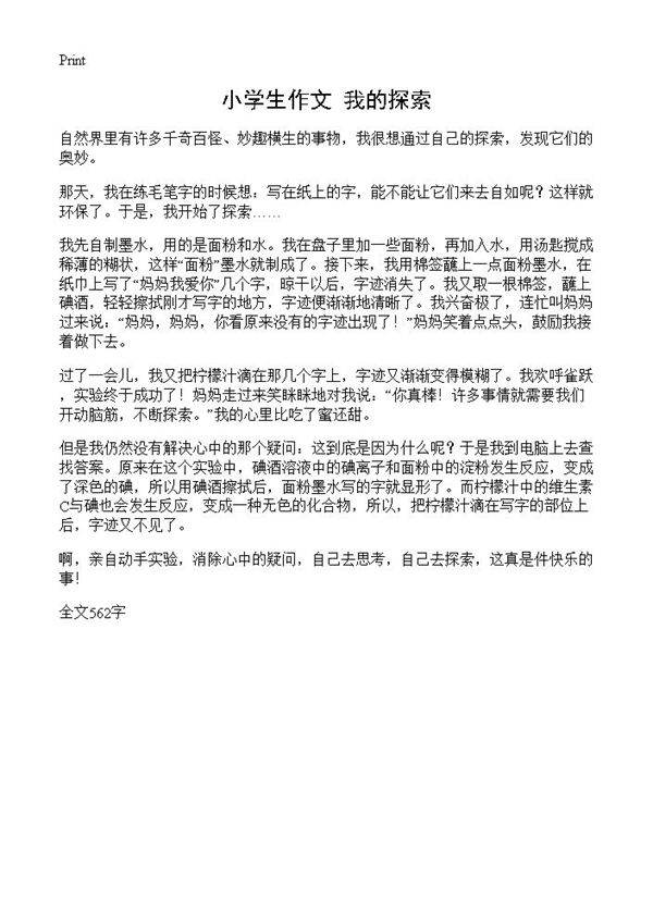 小学生作文 我的探索