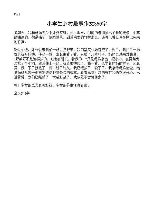 小学生乡村趣事作文350字